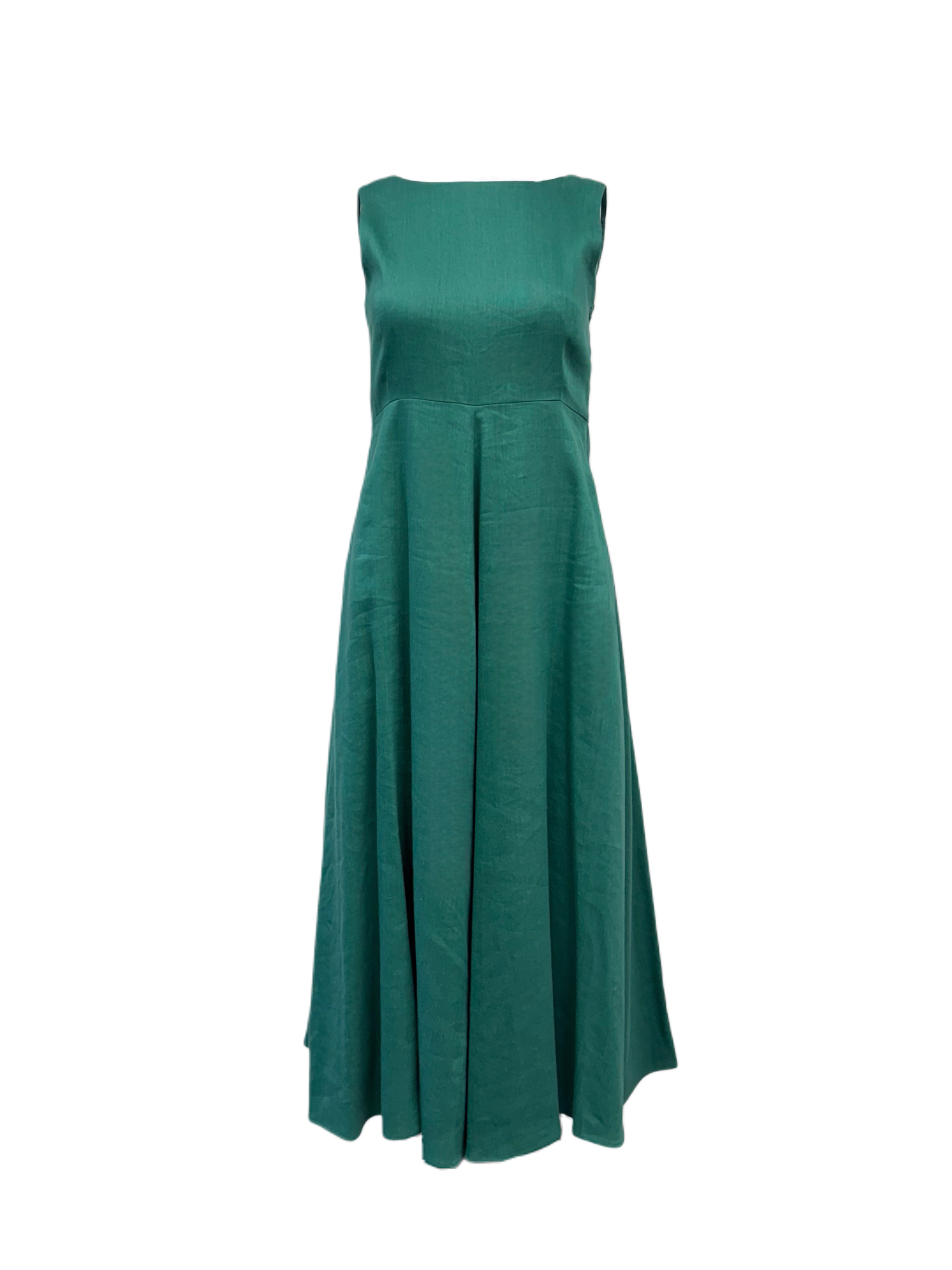 DT☆Weekend Max Mara「SCAFATI」リネン混紡 ノースリーブドレス リネンブレンドコットンキャンバスドレス 152210152
